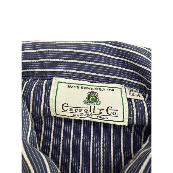 Carrol & Co. Men's Blue Striped Print Long Sleeve Button Down Shirt Size - Picture 5 of 5